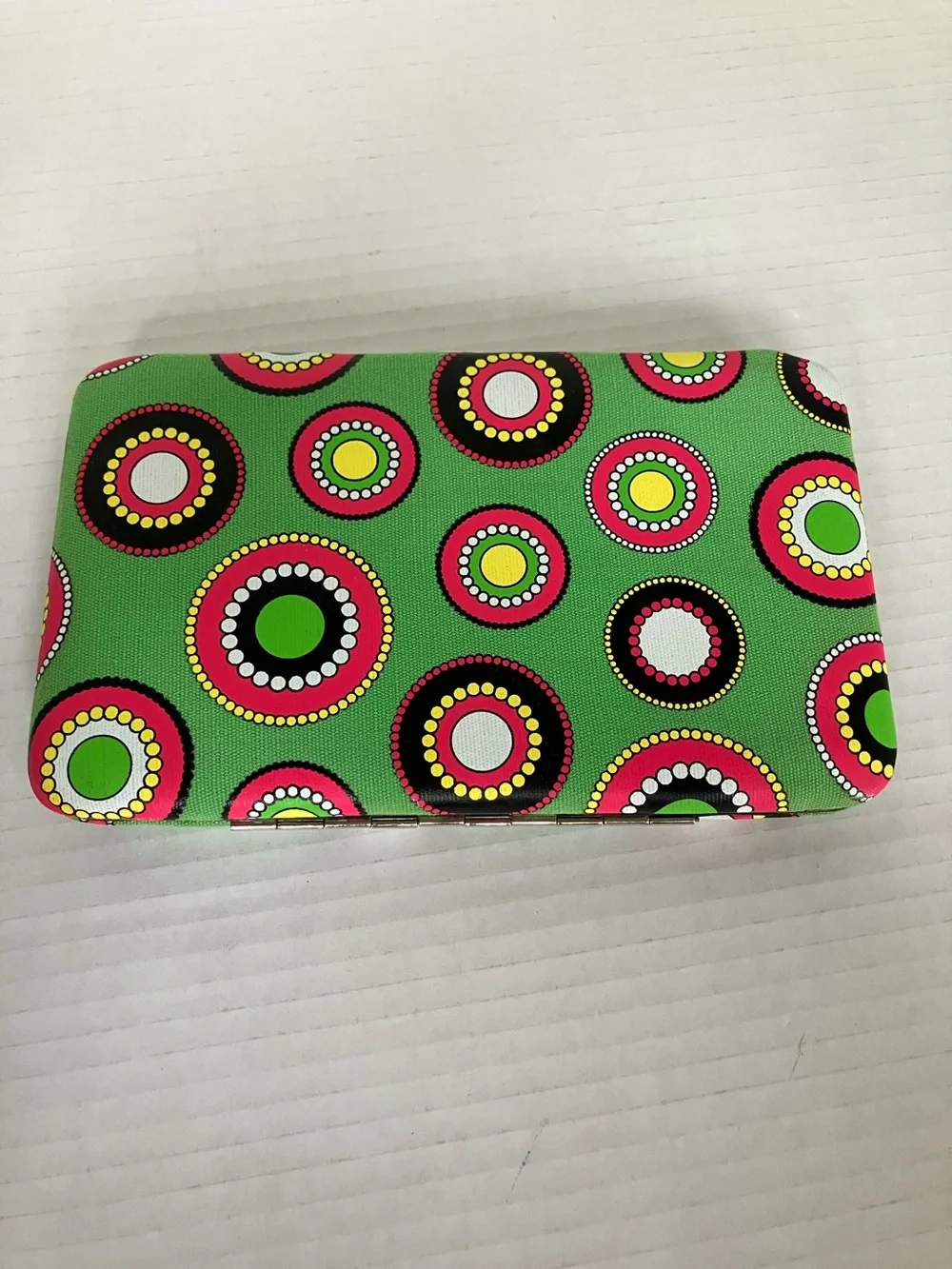 MSC Monogrammed 'N'  - Bright Green with Pink & Yellow Circles 4.5x7.5”